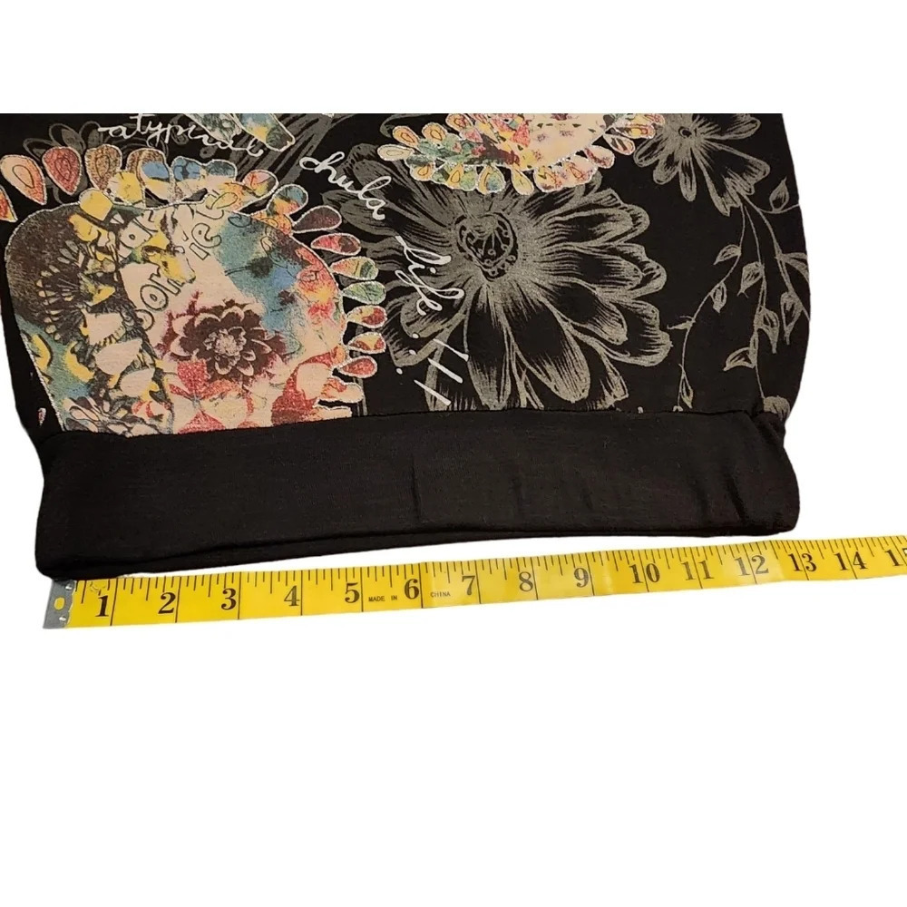Desigual Skirt Small Black Floral A Line Stretch Embellished Artsy Fal Aurora - Picture 7 of 12